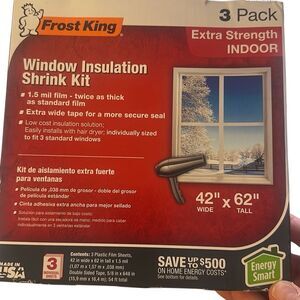 *NEW* Frost King V83/3 Heavy Duty Plastic Film Shrink Window Kit (3Pck) 42"x 62"